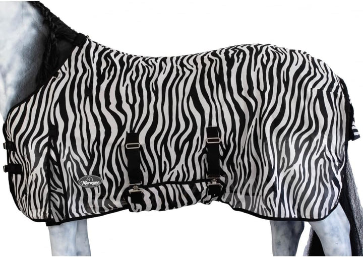 Marengos - Fliegendecke Zebra – feinmaschige Pferdedecke mit Bauch- & Schweiflatz – Schutz vor Insek