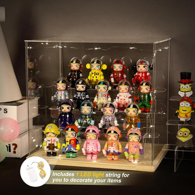 Nynelly 4 Ebenen Vitrine aus transparentem Acryl, Funko Pop Präsentationsbox, Vitrine Staubschutz fü