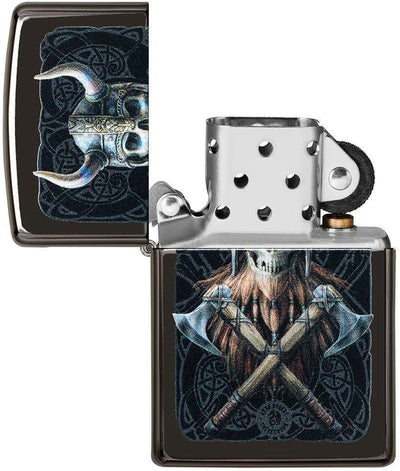 Zippo 49106 Unisex-Erwachsene Anne Stokes 2021 Viking Skull Design High Polish Blackpocket Classic L