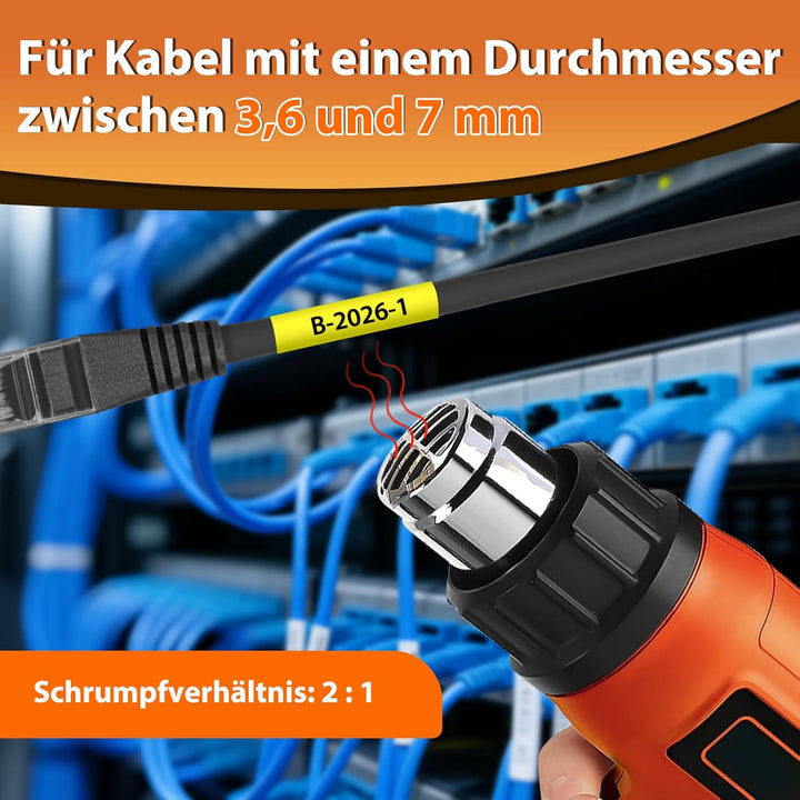 3x Kompatibel für Brother Ptouch HSe-631 HSe631 HS-631 HS631 11.7mm Schwarz auf Gelb Wärmeschrumpfro