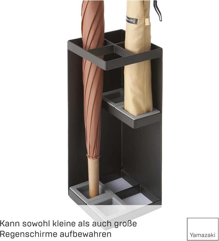 YAMAZAKI 'Smart' 6719 Schirmständer, Stahl, Polypropylene, Schwarz, kompakter Eckschirmständer, L 11