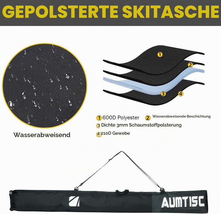 AUMTISC Skitasche und Skischuhtasche Combo - Skitaschen für Flugreisen - gepolsterte Schneeskitasche