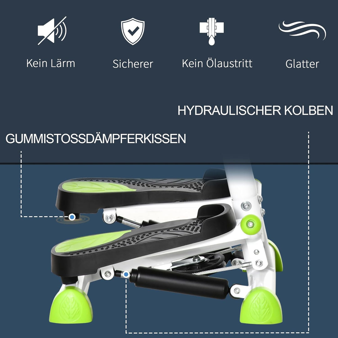 HOMCOM Stepper Fitness Swing Stepper mit LCD-Schirm und Handgriff Hometrainer für Zuhause bis 100 kg