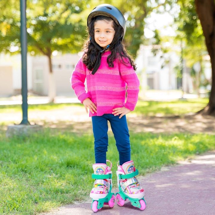 Kinder Einhorn Rollschuhe für Mädchen.Geeignet für 3-6 Jahre alt. Mit Leuchtenden Rädern,4-Pejiijar