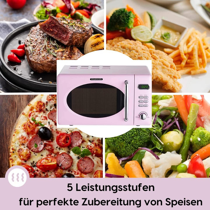Wolkenstein Retro Stand Mikrowelle WMW720 SC I 700W Mikrowellenleistung I 20L Garraum I5 Leistungsst