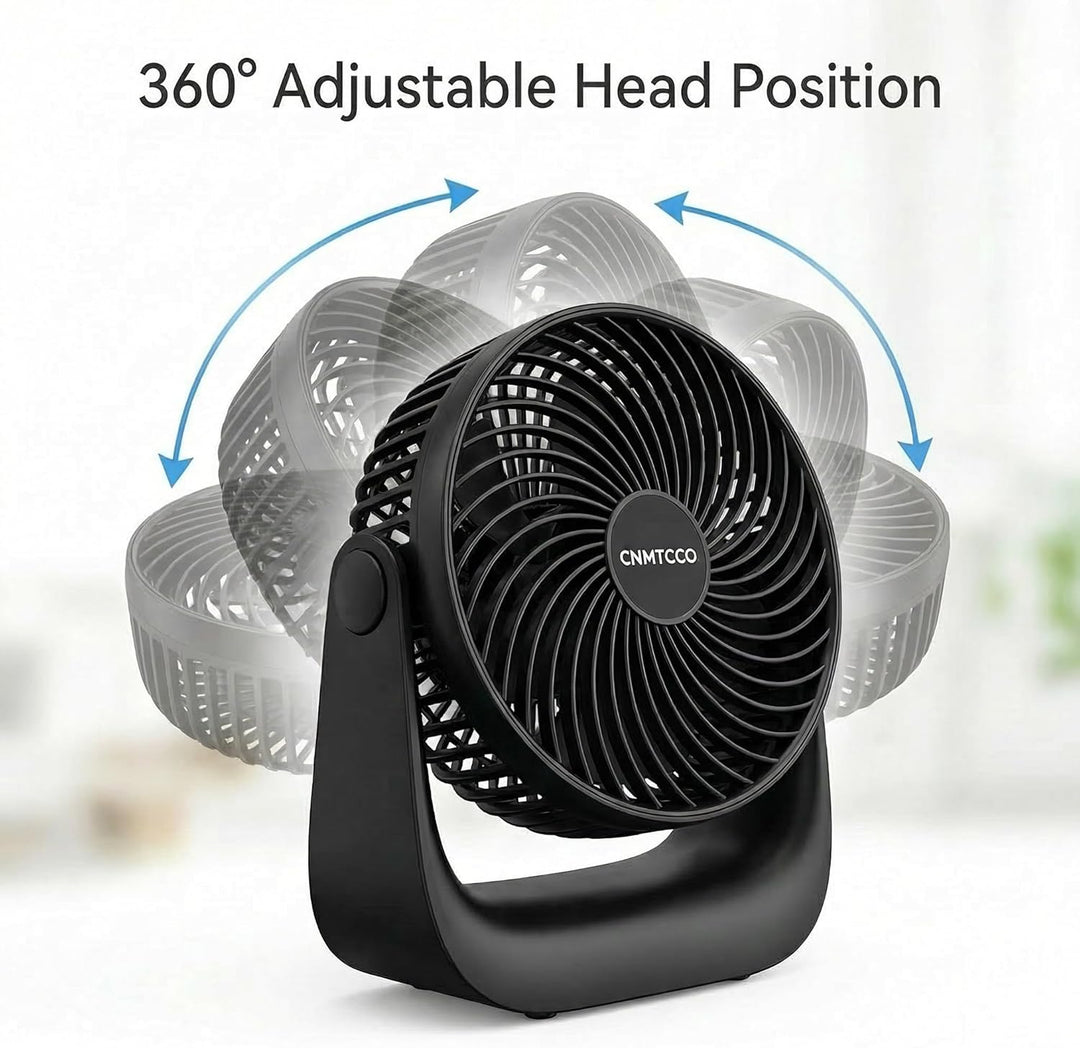 CNMTCCO USB Tischventilator Leise, 6 Zoll Ventilator mit 3 Geschwindigkeiten & 360° Drehung, Starker