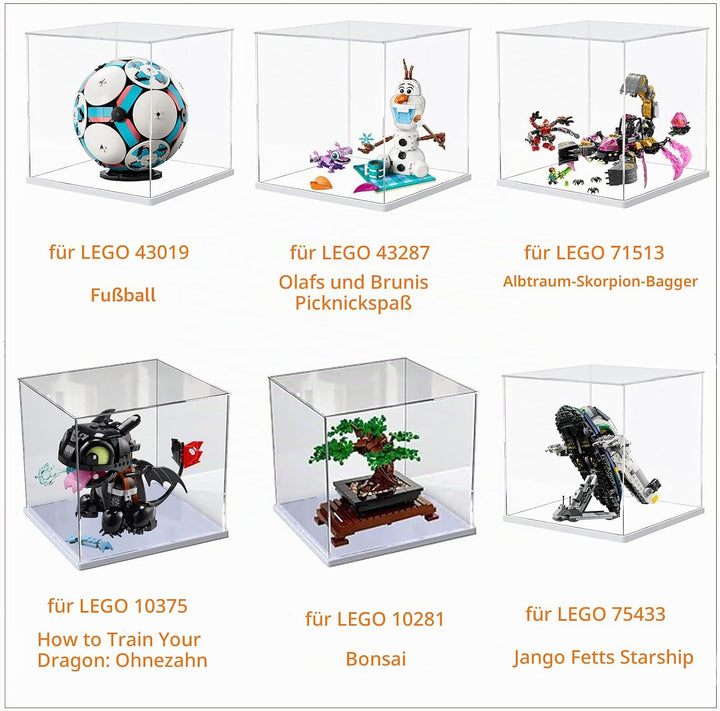Acryl Vitrine Schaukasten für Lego 10281 43249 75403 75381, Glasvitrine Acrylbox Transparent Würfel