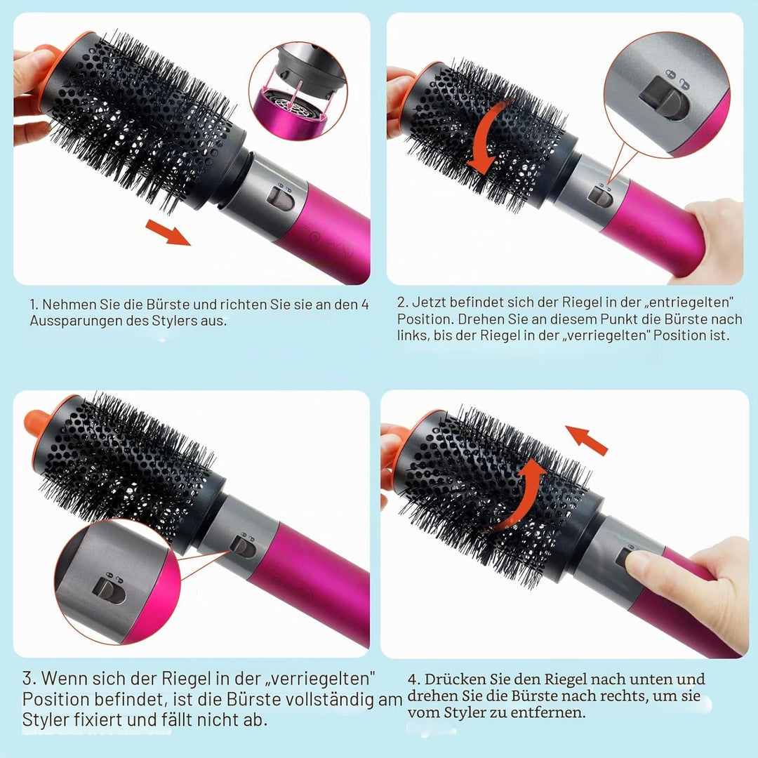 Grosse runde Volumenbürste für Dyson Airwrap Aufsätze, verbesserte Volumenaufsatzbürste für flaches