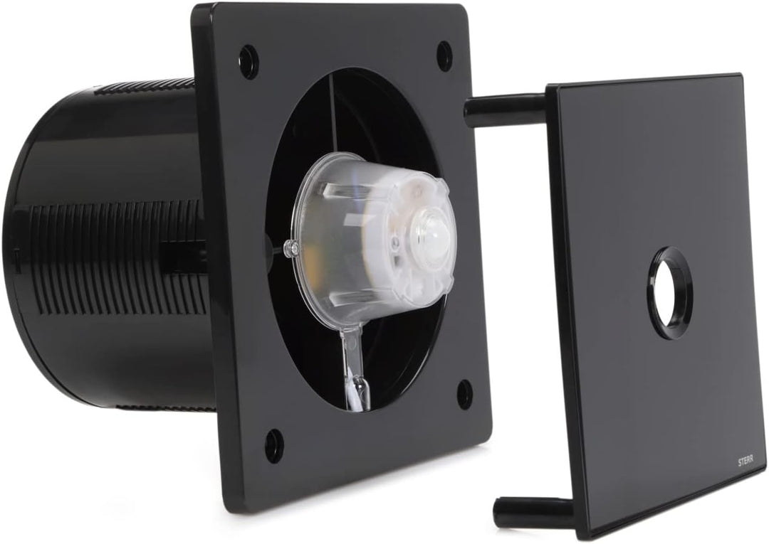 STERR Schwarz Badezimmerlüfter 150 mm mit PIR silent badlüfter - Moderner Lüfter ins Badezimmer - Ba