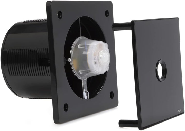 STERR Schwarz Badezimmerlüfter 150 mm mit PIR silent badlüfter - Moderner Lüfter ins Badezimmer - Ba