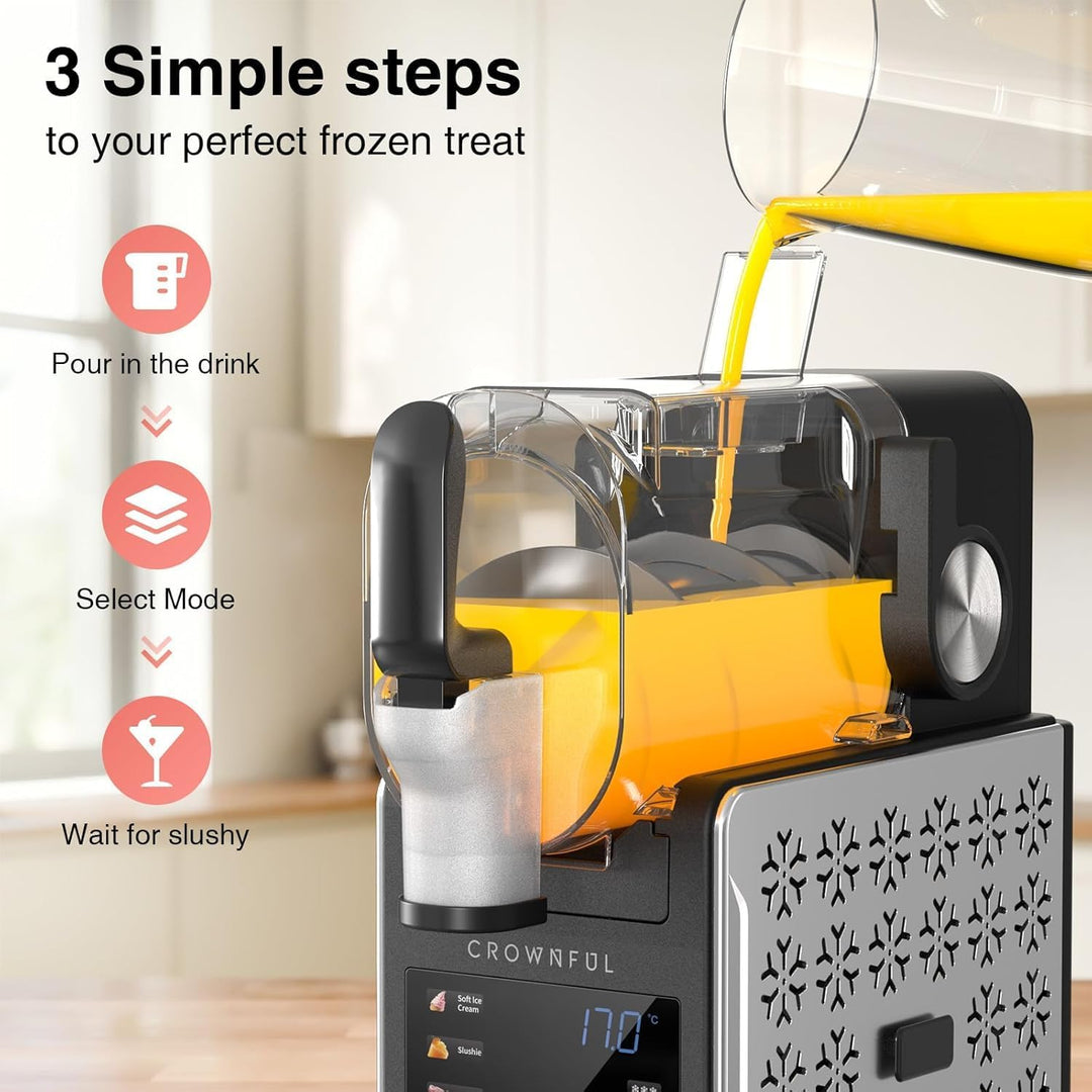 CROWNFUL Slush Maschine für zu Hause 1,9 L Slushie Machine, 6 Programme für Eiscreme, Slush, Eis-Coc