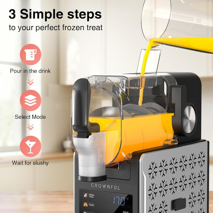 CROWNFUL Slush Maschine für zu Hause 1,9 L Slushie Machine, 6 Programme für Eiscreme, Slush, Eis-Coc