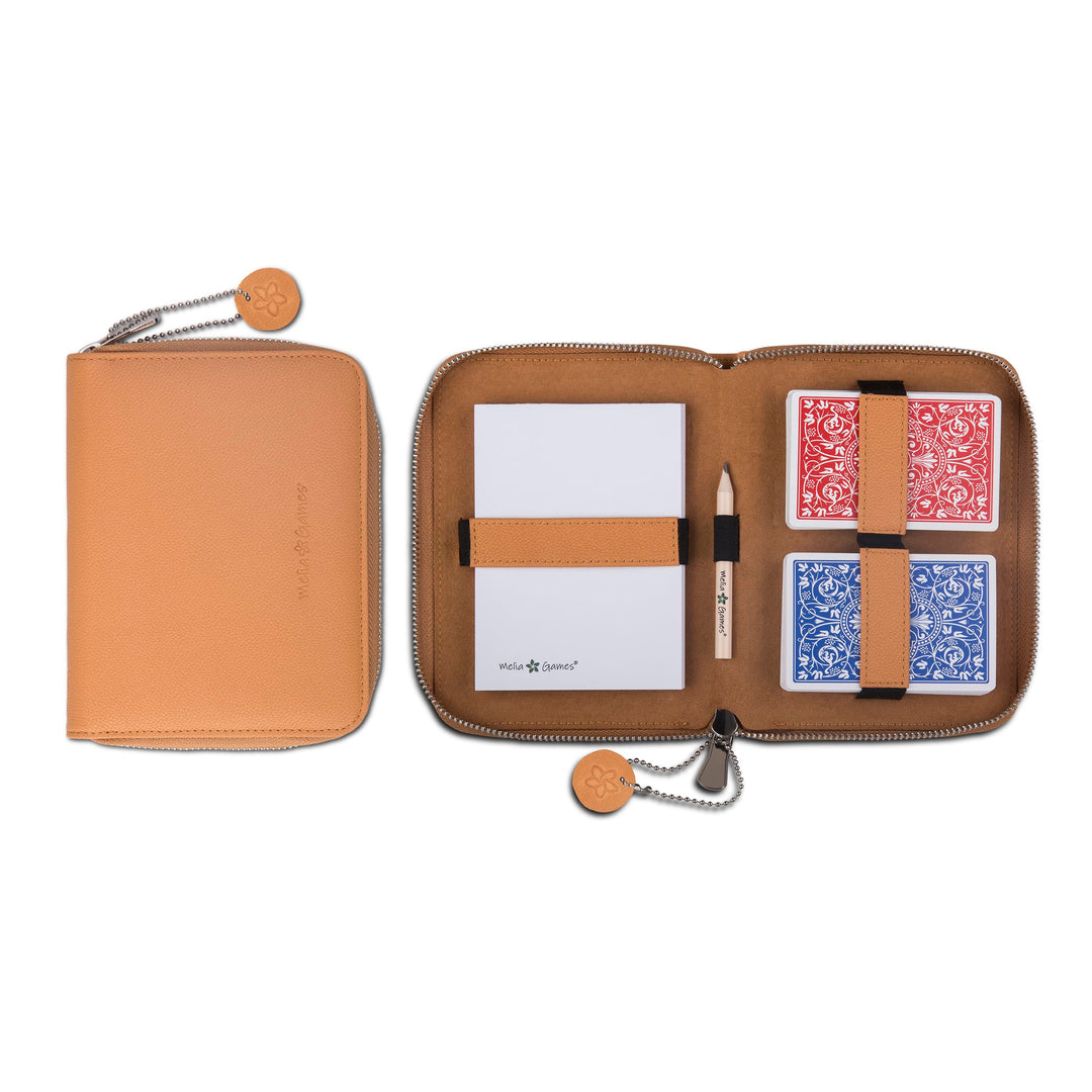Melia Games Spielkarten Set Deluxe - Premium Karten-Etui aus feinstem Leder - komplettes Set inklusi