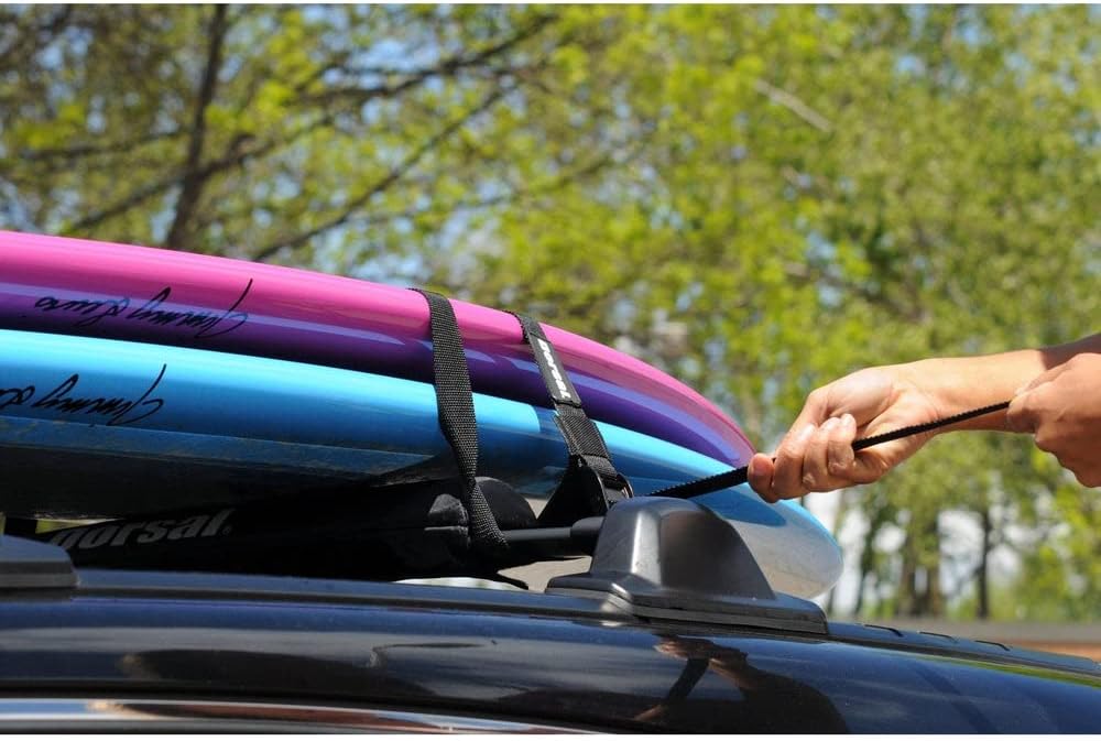 DORSAL Aero Roof Rack Pads with 15 ft Surf Straps for Car Surfboard Kayak SUP Long 28" Grey Grey 28"