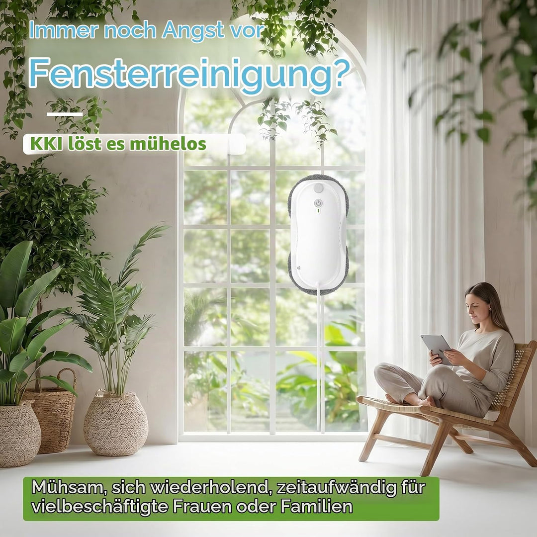 KKI Fensterreinigungsroboter, Automatischer Fensterreiniger-Roboter, Dual-Spray, max3200 Pa, KI-Pfad
