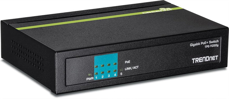 TRENDnet TPE-TG50G 5-Port Gigabit PoE+ Switch, 31 Watt PoE Gesamtleistung, 10 Gbit/s Schaltkapazität