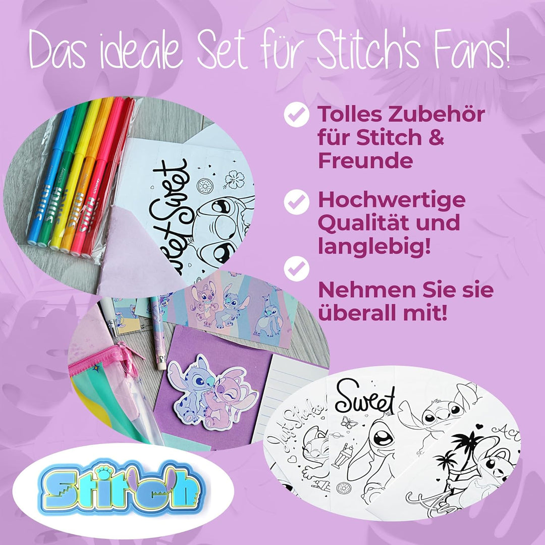Disney Stitch Schreibwaren Geschenkset für Mädchen – Lilo & Stitch Fanartikel mit Stiften, Bleistift