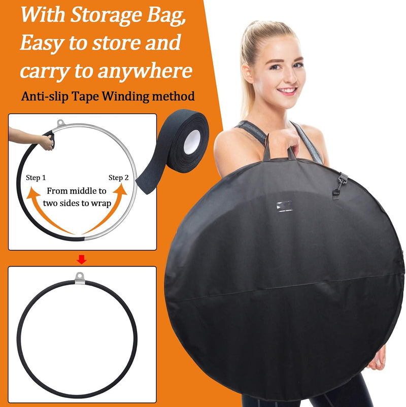 DASKING Aerial Hoop, Lyra Hoop Set Edelstahl 85cm/90cm Single Point Hoops Circus für Anfänger Profis