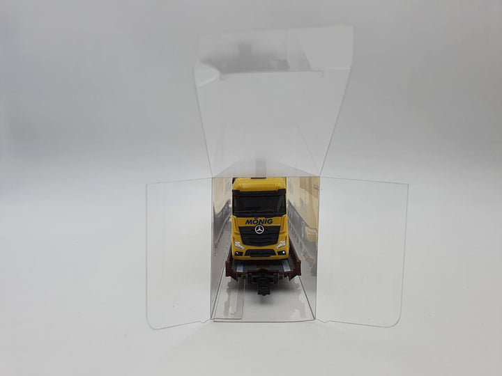 Marco's Trucks 20x Klarsichtverpackung Faltschachtel für Rollende Landstrasse RoLa Spur H0 250x40x55