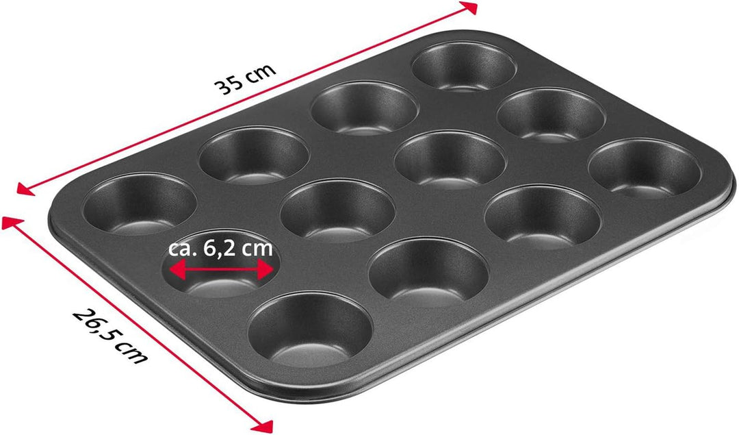 Westmark Muffinbackform, Für 12 Muffins, Antihaftbeschichtung, kaltgewalzter Stahl, Back Meister, An
