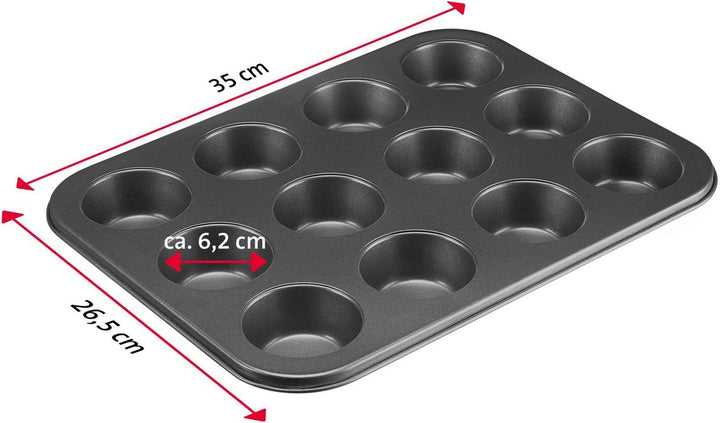 Westmark Muffinbackform, Für 12 Muffins, Antihaftbeschichtung, kaltgewalzter Stahl, Back Meister, An