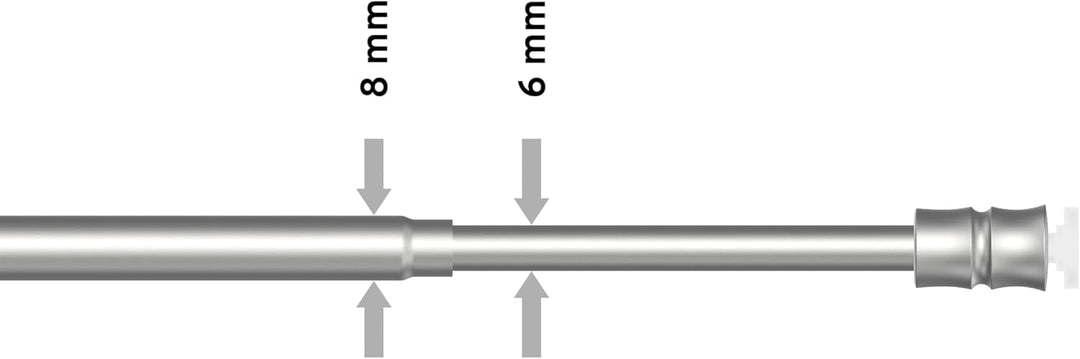 Interdeco Klemmstangen (2 Stück), Klemmfix Scheibenstangen mit Gummistopfen Silbergrau in 8/6 mm Ø,