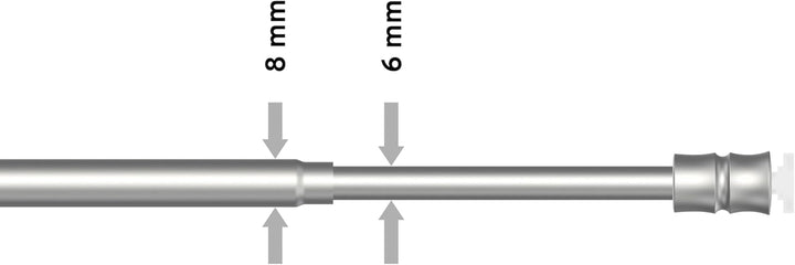 Interdeco Klemmstangen (2 Stück), Klemmfix Scheibenstangen mit Gummistopfen Silbergrau in 8/6 mm Ø,