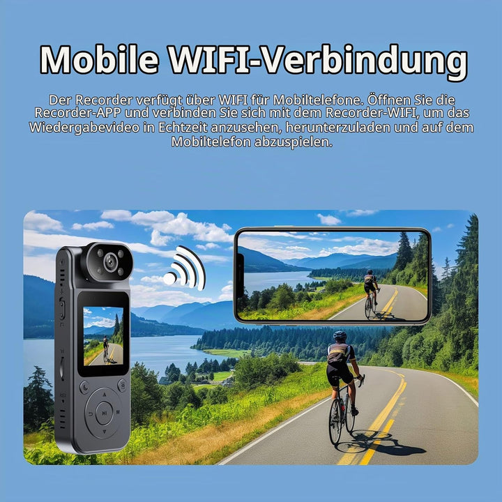 1080P-Körperkamera mit Audio und Video, 180° drehbares Objektiv, Infrarot-Nachtsicht Videokamera mit