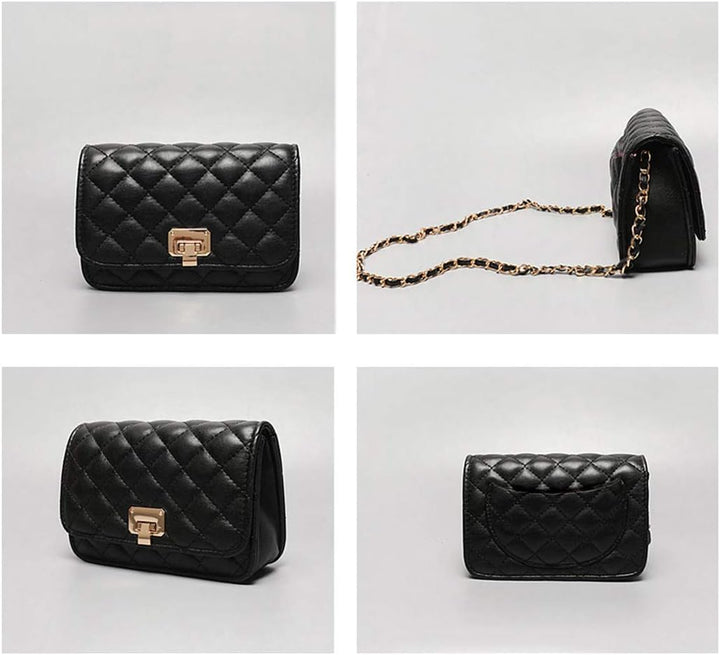 Damen Leder Schultertasche Mode Clutch Handtasche gesteppt Designer Crossbody Tasche mit Kettenrieme