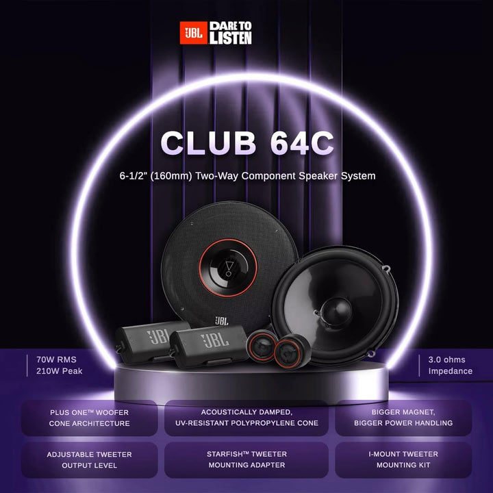 JBL Club Gen3 64C 6.5'' (16cm) Lautsprecher Compo-Satz, Schwarz