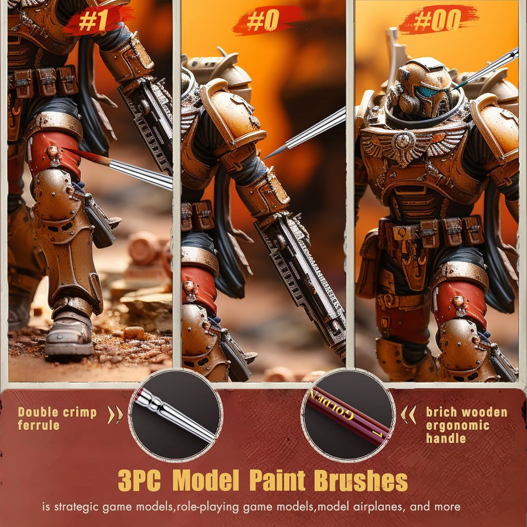 Golden Maple Kolinsky Sable Brushes - Professional Artist Small Fine Detail Paint Brushes for Miniat
