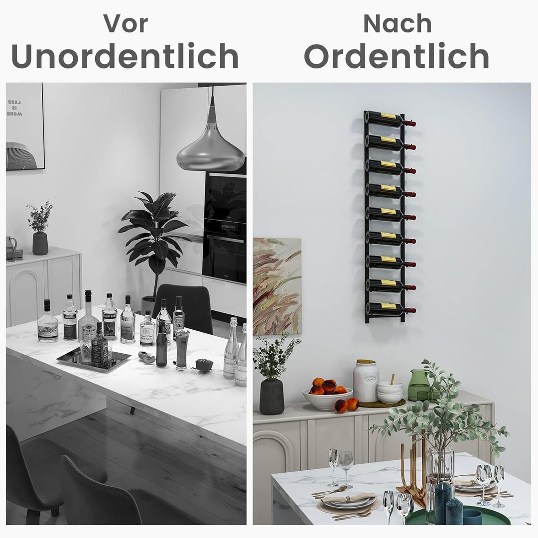 COSTWAY Weinregal Wand für 9 Weinflaschen, Flaschenhalter Metall, Flaschenregal Industrial, Aufbewah