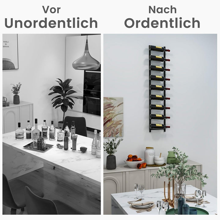 COSTWAY Weinregal Wand für 9 Weinflaschen, Flaschenhalter Metall, Flaschenregal Industrial, Aufbewah