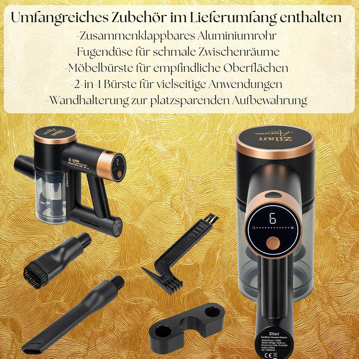 Zilan Akku Staubsauger 3in1 kabelloser Handsauger Bodenstaubsauger für Tierhaare Teppich Hartböden m