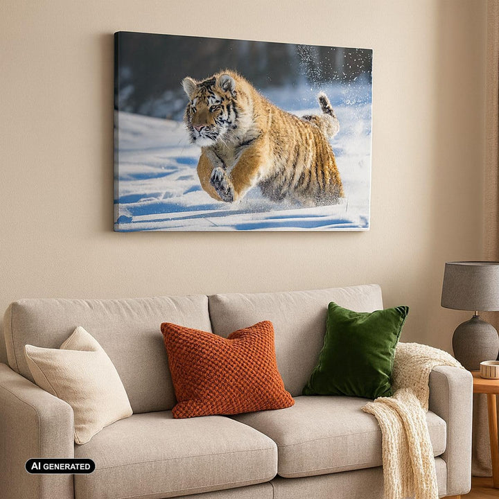 ARTTOR Bilder auf Leinwand 100x70cm Leinwandbild mit Rahmen tiger tier Gross Wanddeko Bild Schlafzim