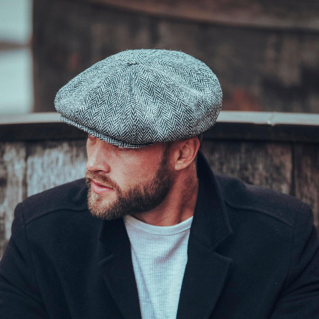 Sterkowski Peaky Style | Harris Tweed Schiebermütze für Herren | Warm Komfortabel Schirmmütze 54 Sch