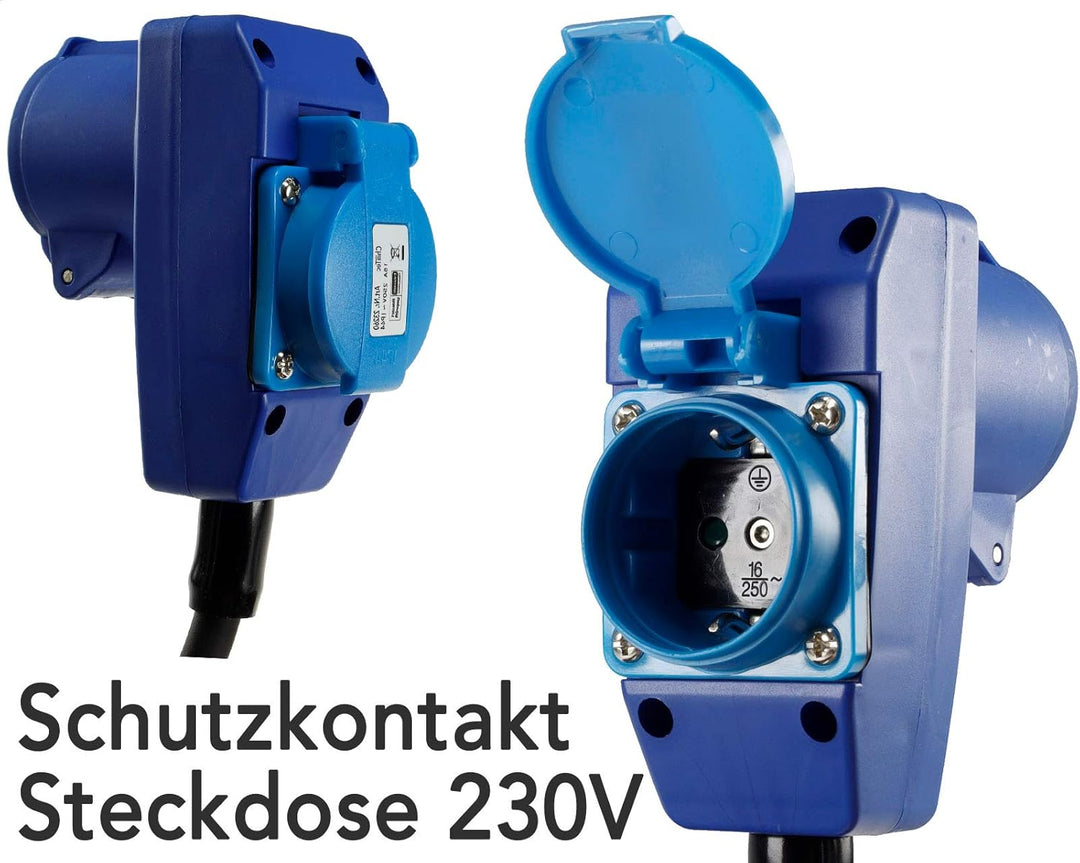 ChiliTec CEE Verlängerungskabel 15 Meter Stecker auf Winkelkupplung | 90° IP44, H07RN-F 3G2,5, 230V