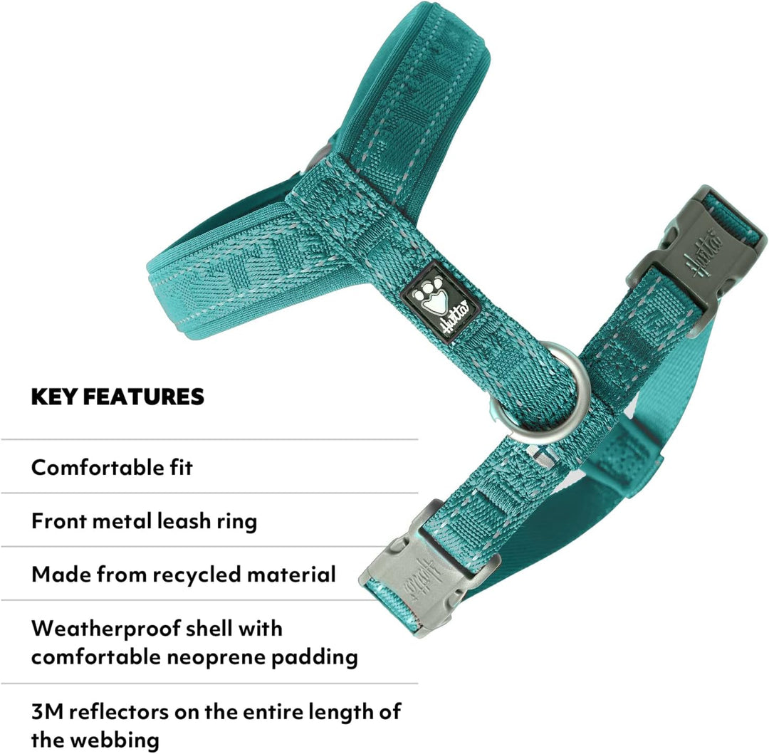 Hurtta Casual Y-Geschirr ECO Komfortables nachhaltiges Hundegeschirr (Peacock, 30-35 cm) 30-35 cm Pe