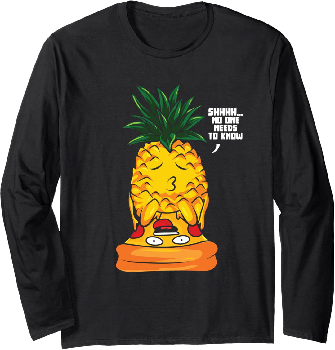 Pineapple Eating Pizza Slice Funny Italian Food Pie Eater Langarmshirt