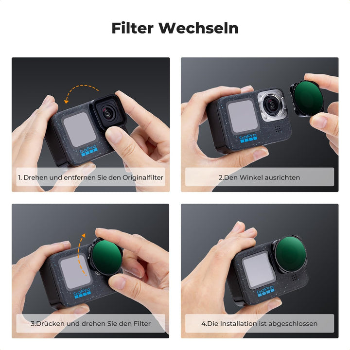 K&F Concept Variable ND2-32 Filter Kompatibel mit GoPro Hero 13 Schwarz, Neutraldichte Zubehör Light