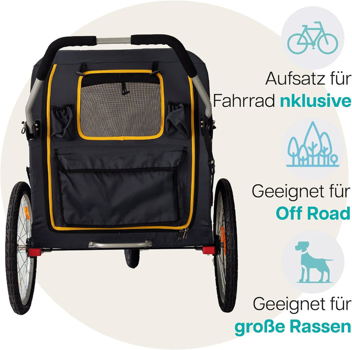 Innopet grosser Hundebuggy und Fahrradanhänger Trailer Hercules Gelb/Grau - 2in1 mit Umbauset und Re