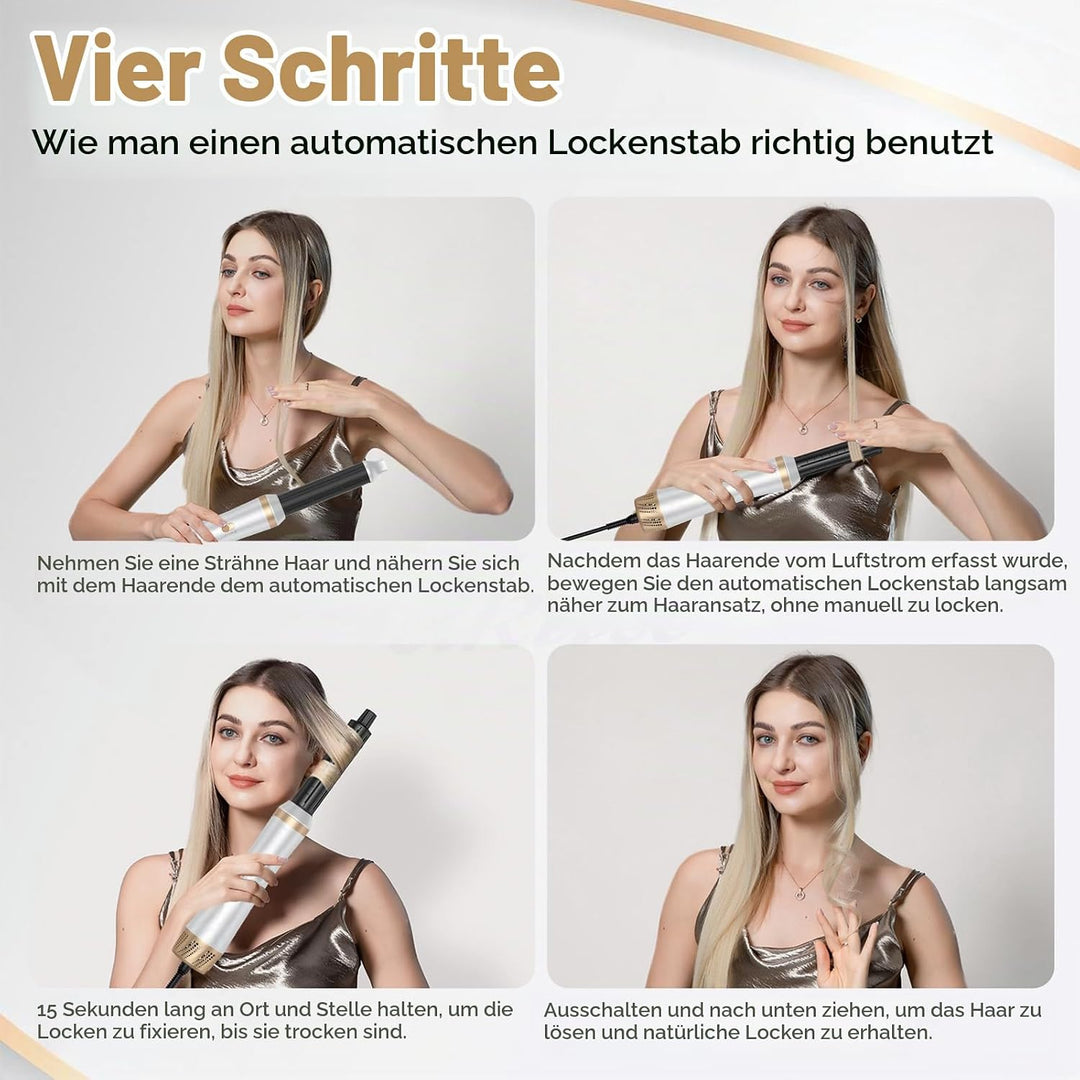 Air Styler Haartrockner 5 in 1, Multifunktionaler Haarstyler mit 5 Zubehörteilen, Haartrockner, Föhn