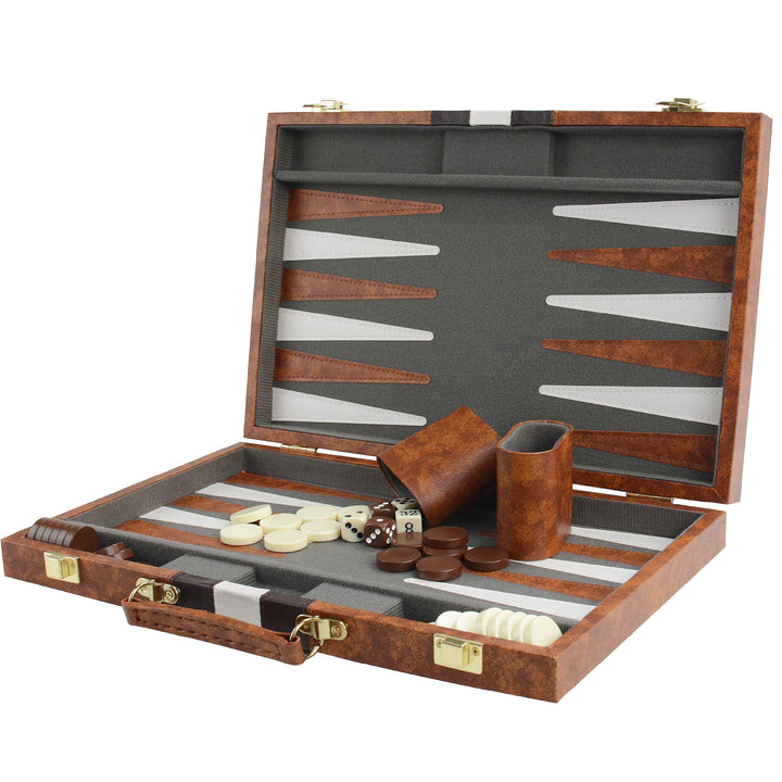 Backgammon Set 15" Klassisches Backgammon Brettspiel Tragbares Reise Strategie Backgammon Spiel Set