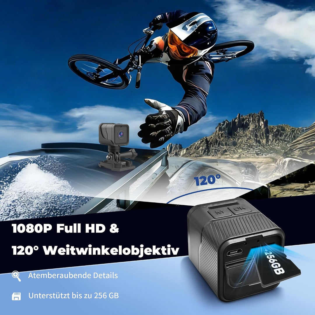 Helmkamera Fahrrad, WiFi 1080P HD&amp;120° Weitwinkel Action Cam | Fahrrad Kamera für Outdoor, Wasserdic