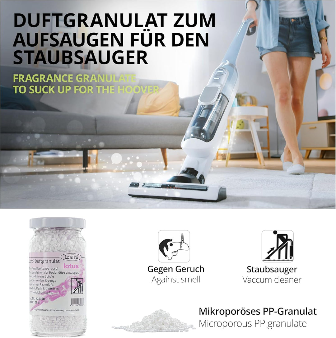 Lorito Lorol Duftgranulat für Staubsauger, Lotus, Staubsaugerduft Duftgranulat Staubsaugerdeo Raumdu
