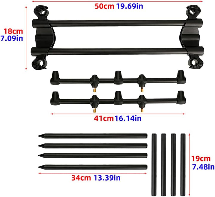 Hirisi Tackle Rod Pod Rutenhalter – 3 Ruten oder 2 Ruten wählbar, – Aluminium Rutenständer mit Tasch