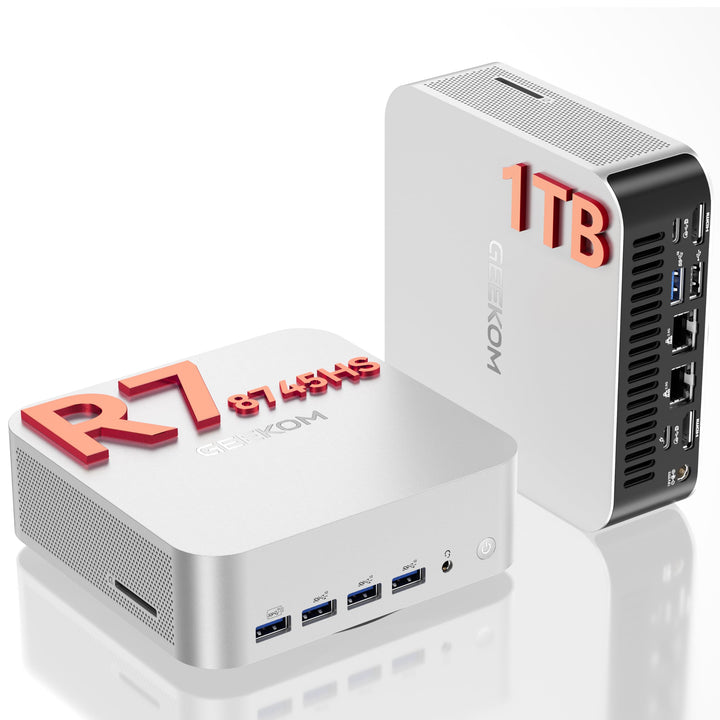 GEEKOM Mini PC A8 Max mit AMD Ryzen 7 8745HS, 2,5Gbps Dualer LAN Port, 3 Jahre Garantie, DDR5 RAM +