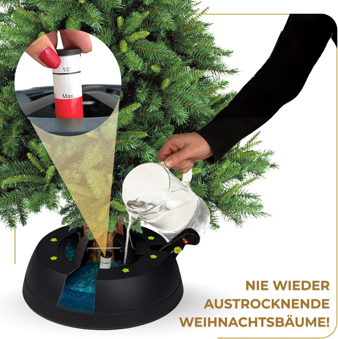 Kamai Stabiler Christbaumständer für Baumhöhe bis 2m, mit Einseiltechnik und Fusspedal, inkl. 2L Was