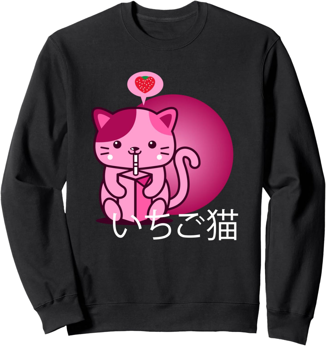 Erdbeermilchkatze 90er Jahre japanische Kawaii Vaporwave Sweatshirt
