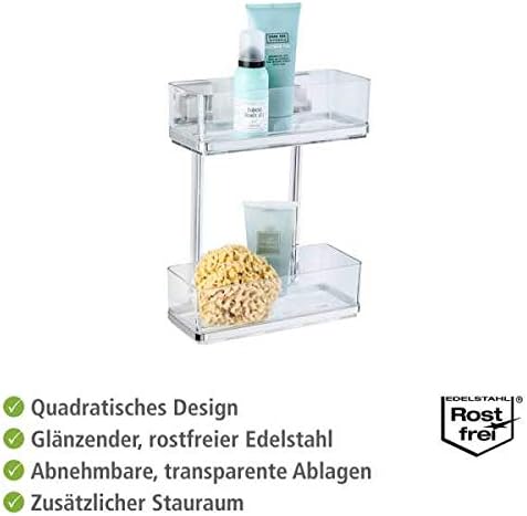 WENKO Vacuum-Loc® Badezimmer Wandregal Quadro Duo, ohne Bohren, mit 2 Etagen, rostfreie Edelstahl Ha